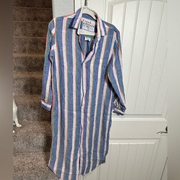 Frank & Eileen Rory Woven Long striped linen dress - Picture 3 of 10